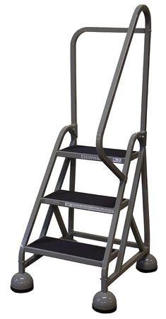 3 Steps, 27" H Steel Rolling Ladder, 450 lb. Load Capacity