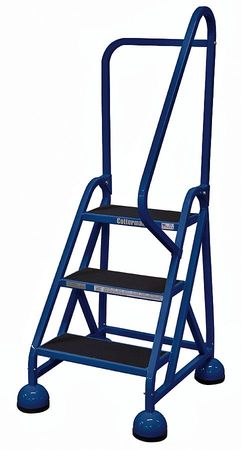 3 Steps, 27" H Steel Rolling Ladder, 450 lb. Load Capacity