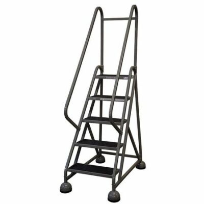 5 STEPS, 50" H ALUMINUM ROLLING LADDER, 350 LB. LOAD CAPACITY