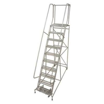 10 Steps, 100" H Steel Rolling Ladder, 450 lb. Load Capacity