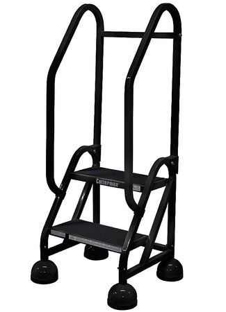 2 Steps, 18" H Steel Rolling Ladder, 450 lb. Load Capacity