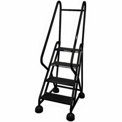 4 STEPS, 36" H STEEL ROLLING LADDER, 450 LB. LOAD CAPACITY