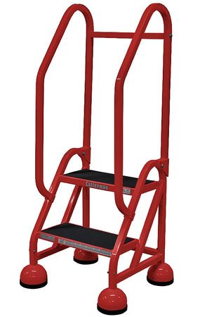 2 Steps, 18" H Steel Rolling Ladder, 450 lb. Load Capacity