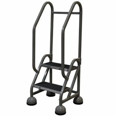 2 Steps, 18" H Steel Rolling Ladder, 450 lb. Load Capacity