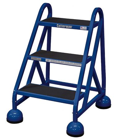 3 Steps, 27" H Steel Rolling Ladder, 450 lb. Load Capacity