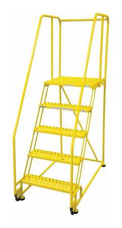 5 STEPS 50 H STEEL ROLLING LADDER 450 LB LOAD CAPACITY