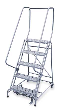 5 STEPS 50 H STEEL ROLLING LADDER 450 LB LOAD CAPACITY