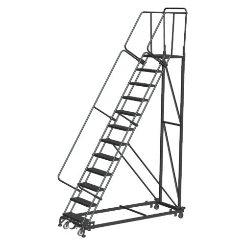 15 Step Extra Heavy Duty Steel Rolling Safety Ladder ML154021P