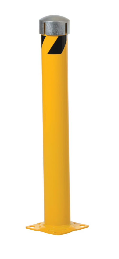 Vestil Steel Pipe Bollard with Removable Bolt-On Steel Cap and Slots 36 In. x 4-1/2 In. Yellow BOL-JKS-36-4.5