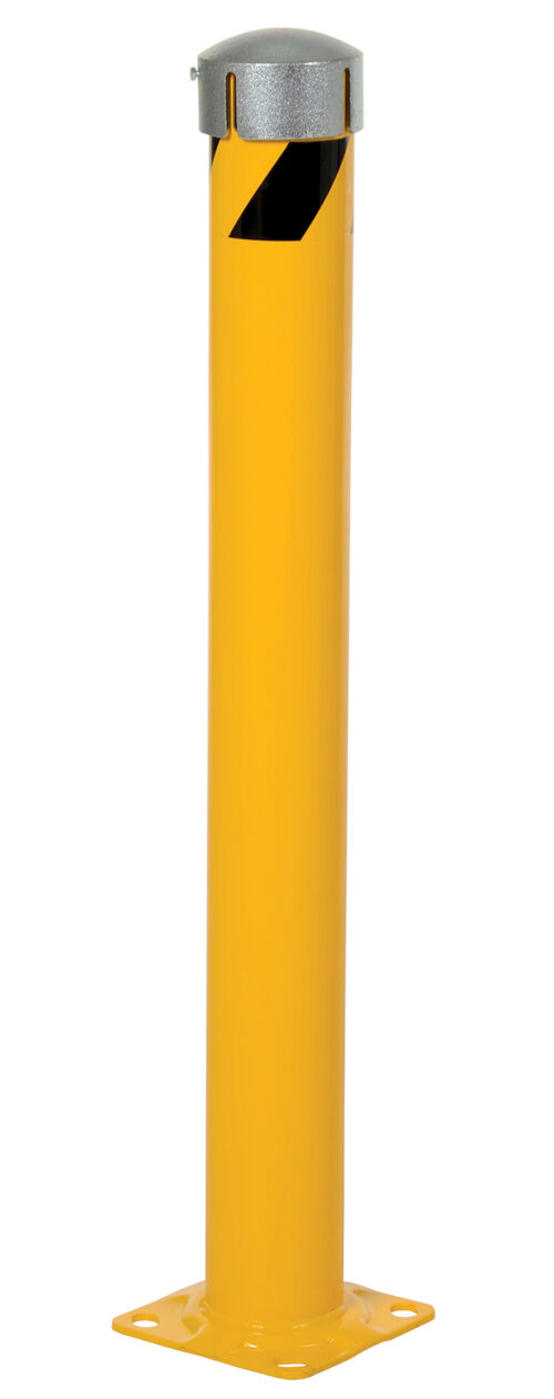 Vestil Steel Pipe Bollard with Removable Bolt-On Steel Cap and Slots 42 In. x 4-1/2 In. Yellow BOL-JKS-42-4.5