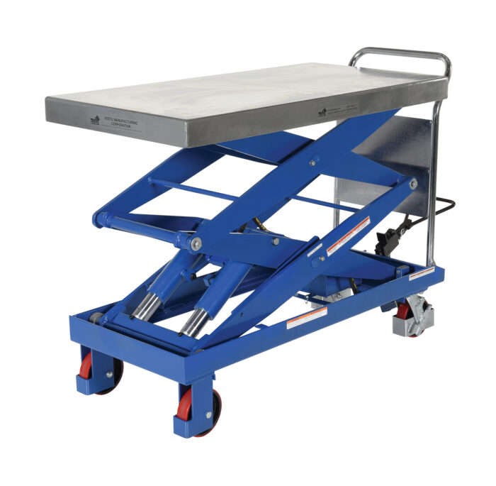 Vestil Steel Hydraulic Elevating Cart 47-1/2 In. x 24 In. 1500 Lb. Capacity Blue CART-1500-D-TS - Image 2