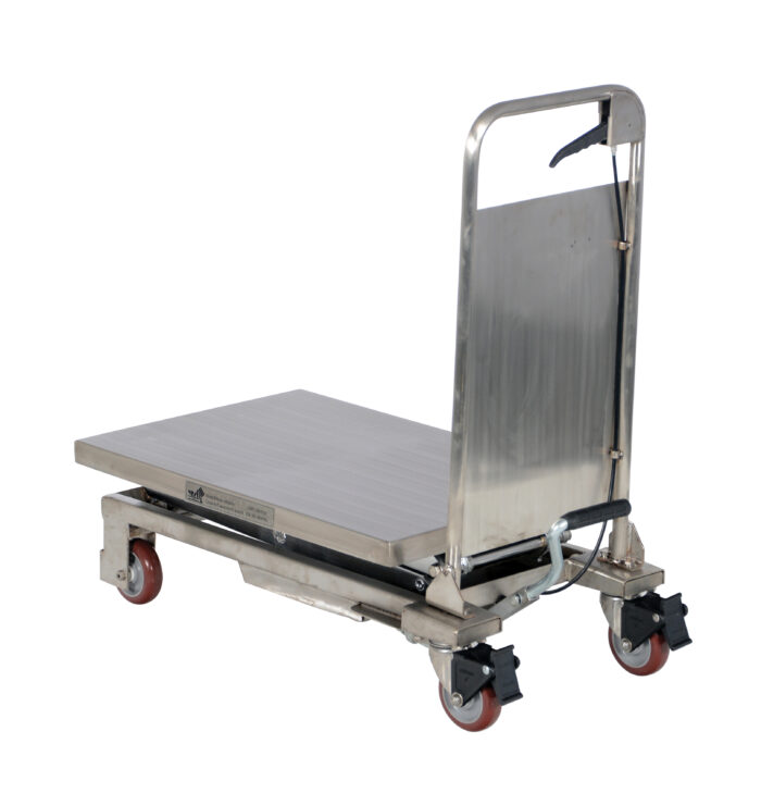 Vestil Partially Stainless Steel Double Scissor Steel Cart with Foot Pump 17-1/2 In. x 27 In. 220 Lb. Capacity Silver CART-200-D-PSS - Image 2