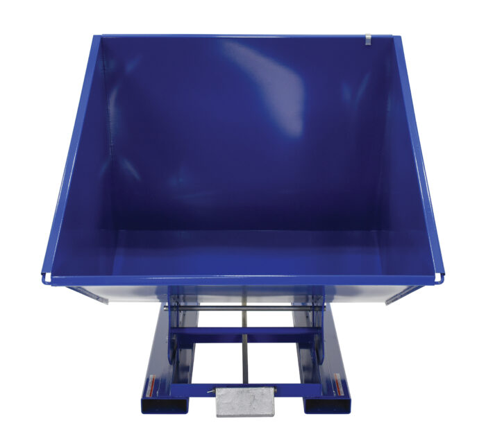 Vestil Steel Heavy Duty Self Dumping Hopper 2 Cubic Yard 6000 Lb. Capacity Blue D-200-HD - Image 3