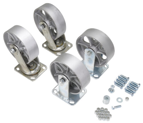 Vestil Semi Steel Caster Kit 6 In. x 2 In. 8000 Lb. Capacity Silver D-CK4-SC6-2