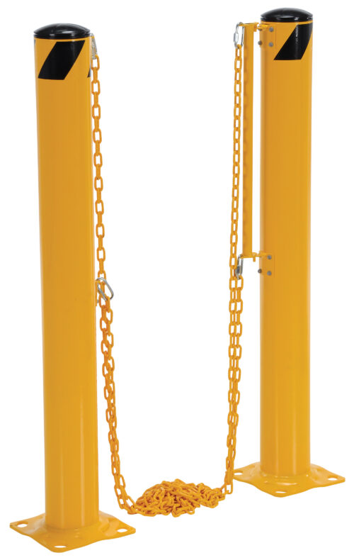Vestil Steel Dock Chain Barrier Bollard 4.5 In. Diameter Yellow DCBB-42-4.5