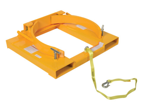 Vestil Steel Deluxe Single Drum Gripper 55 Gallon 43-3/16 In x 28 In x 7-1/8 In 1500 Lb. Capacity Yellow DGS-55-D