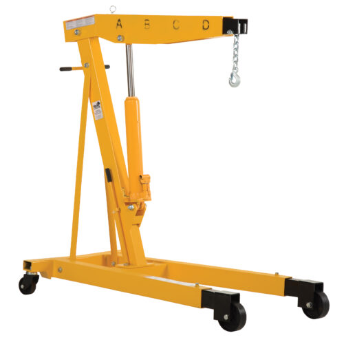 Vestil Steel Shop Crane Engine Hoist with Telescopic Legs 6000 Lb. Capacity Yellow EHN-60-T