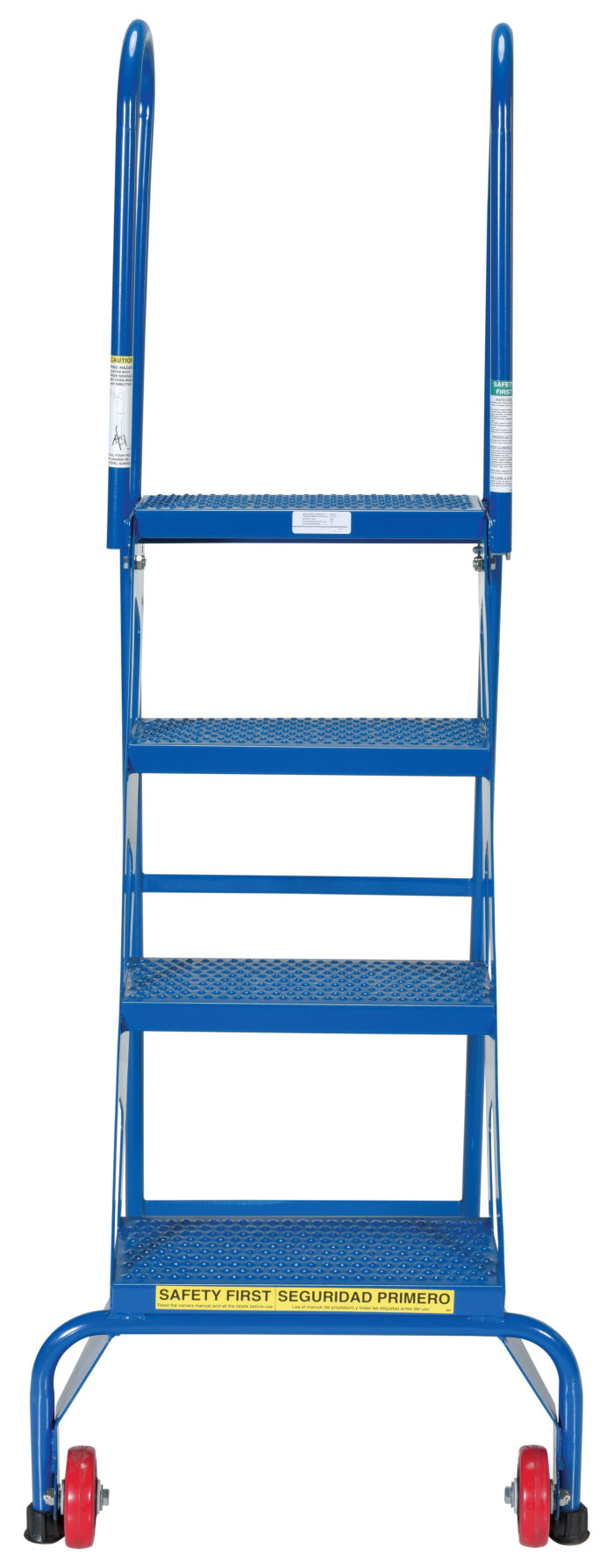 Vestil Steel Folding Ladder with Wheels 4 Step 350 Lb. Capacity Blue FLAD-4 - Image 3