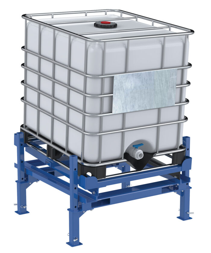 Vestil Steel Intermediate Bulk Container Tilt Stand with Fork Pockets and Adjustable Legs 48-1/2 In. x 49-1/2 In. 4400 Lb. Capacity Blue IBC-TLT-FPL - Image 3