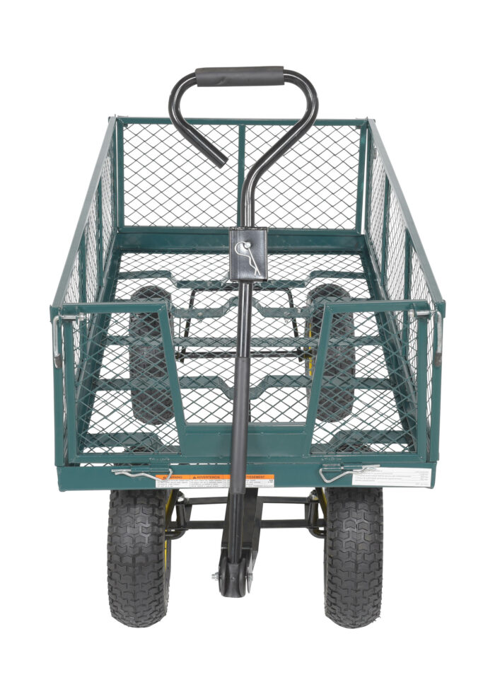 Vestil Steel Landscape Cart with Fold Down Side 53 In. x 24 In. x 26 In. 1000 Lb. Capacity Green LSC-2448-4SD - Image 3