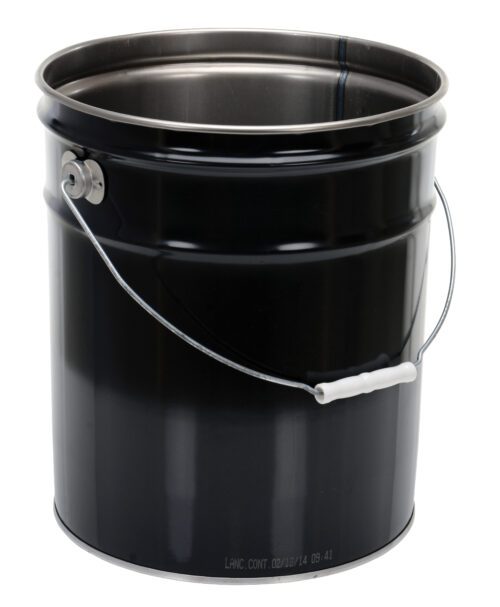 Vestil Steel Open Head Pail 11-7/8 In. x 11-7/8 In. x 13-3/8 In. 5 Gallon Black PAIL-STL-RI