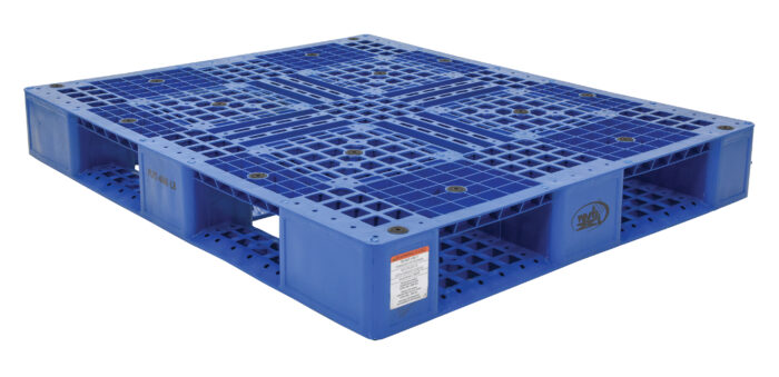 Vestil High Density Polyethylene Pallet 39-3/8 In. x 47-3/8 In. x 6 In. 8000 Lb. Capacity Blue PLP2-4840-BLUE