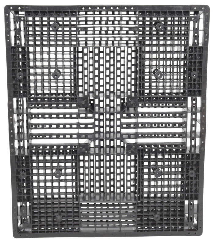 Vestil High Density Polyethylene Solid Top Rackable Pallet/Skid 39-1/8 In. x 46-7/8 In. x 6 In. 8,800 Lb. Floor Capacity Black PLPB-4840 - Image 3