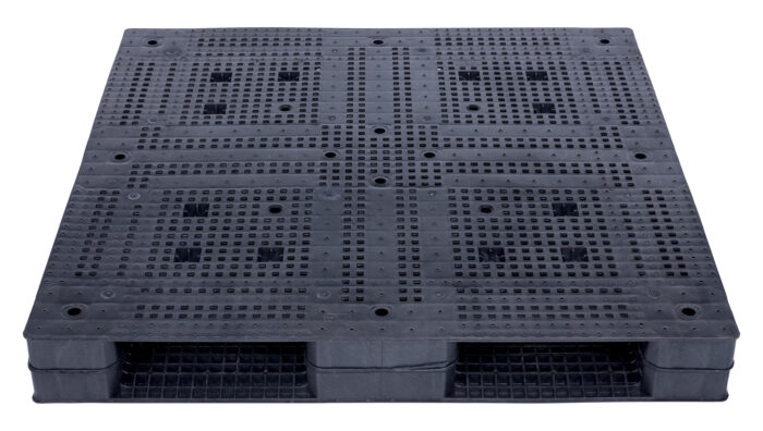 Vestil High Density Polyethylene Heavy Duty Solid Top Rackable Pallet/Skid 47-1/4 In. x 47-1/4 In. x 6 In. 22,000 Lb. Floor Capacity Black PLPG-4848-HD - Image 3