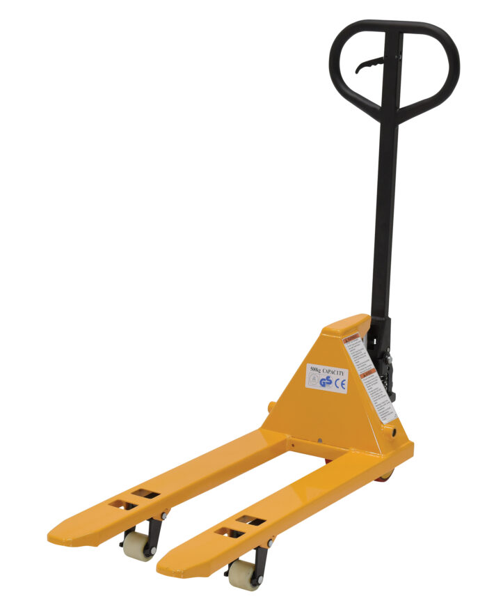 Vestil Steel Mini Hand Pallet Truck 45 In. x 15 In. x 45 In. 1100 Lb. Capacity Yellow PM1-1532-MINI - Image 2