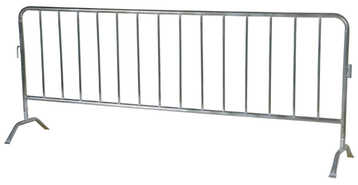 Vestil Steel Crowd Control Interlocking Barrier with Curved Feet 101-3/16 In. Length Silver PRAIL-102-G - Image 2