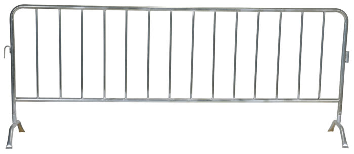 Vestil Steel Crowd Control Interlocking Barrier with Curved Feet 101-3/16 In. Length Silver PRAIL-102-G - Image 3