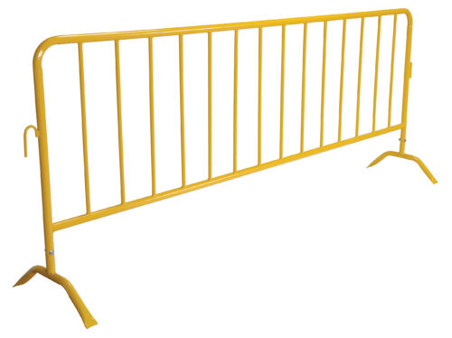 Vestil Steel Crowd Control Interlocking Barrier with Curved Feet 101-3/16 In. Length Yellow PRAIL-102-Y