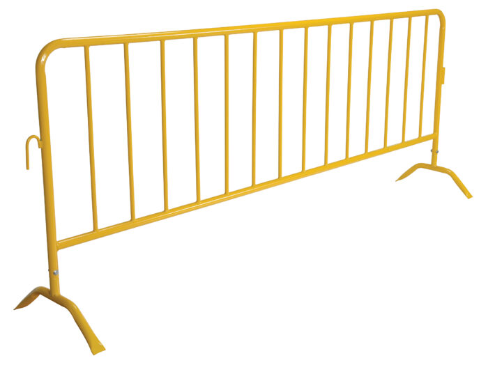 Vestil Steel Crowd Control Interlocking Barrier with Curved Feet 101-3/16 In. Length Yellow PRAIL-102-Y