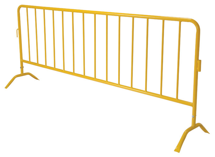 Vestil Steel Crowd Control Interlocking Barrier with Curved Feet 101-3/16 In. Length Yellow PRAIL-102-Y - Image 2