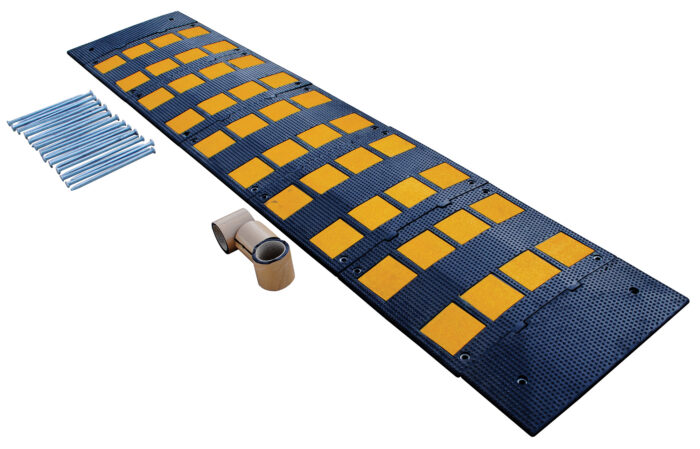 Vestil Rubber Speed Hump Asphalt Hardware 110-3/4 In. x 23-1/2 In. x 1-5/8 In. 40000 Lb. Capacity Black / Yellow RSH-108-24-A - Image 2