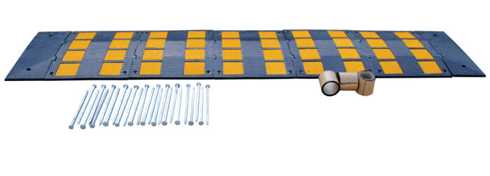 Vestil Rubber Speed Hump Asphalt Hardware 110-3/4 In. x 23-1/2 In. x 1-5/8 In. 40000 Lb. Capacity Black / Yellow RSH-108-24-A - Image 3