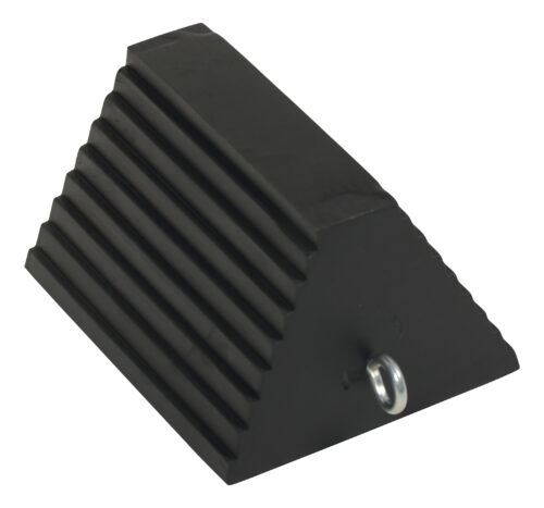 Vestil Molded Rubber Wheel Chock with Eye Bolt 8 In. x 9-1/2 In. x 6 In. Black RWC-8