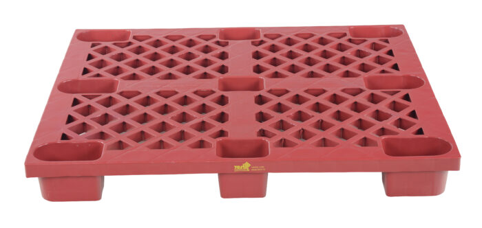 Vestil High Density Polyethylene Nestable Skid 39-1/8 In. x 46-7/8 In. x 5-1/2 In. 3,300 Lb. Capacity Red SKID-20 - Image 3