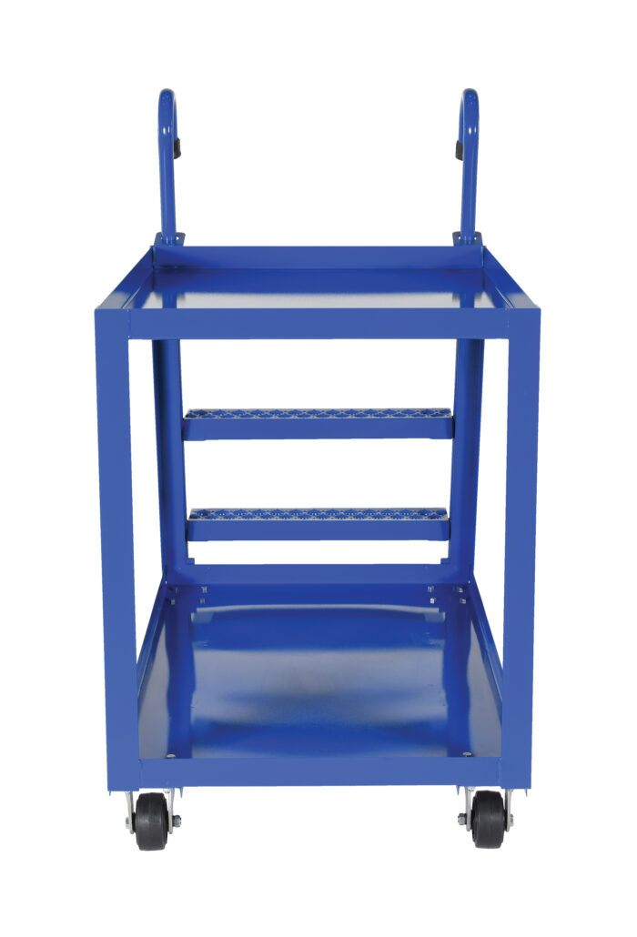 Vestil Steel Stock Picker 2 Shelf with Mold On Rubber Casters 51-3/4 In. x 27-7/8 In. x 50-1/8 In. 1,000 Lb. Capacity Blue SPS2-2848 - Image 3