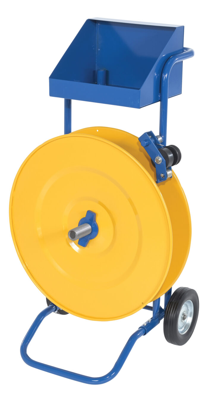 Vestil Steel Heavy Duty Strapping Cart 22-5/16 In. x 25 In. x 41-5/16 In. Blue / Yellow STRAP-PS-HD