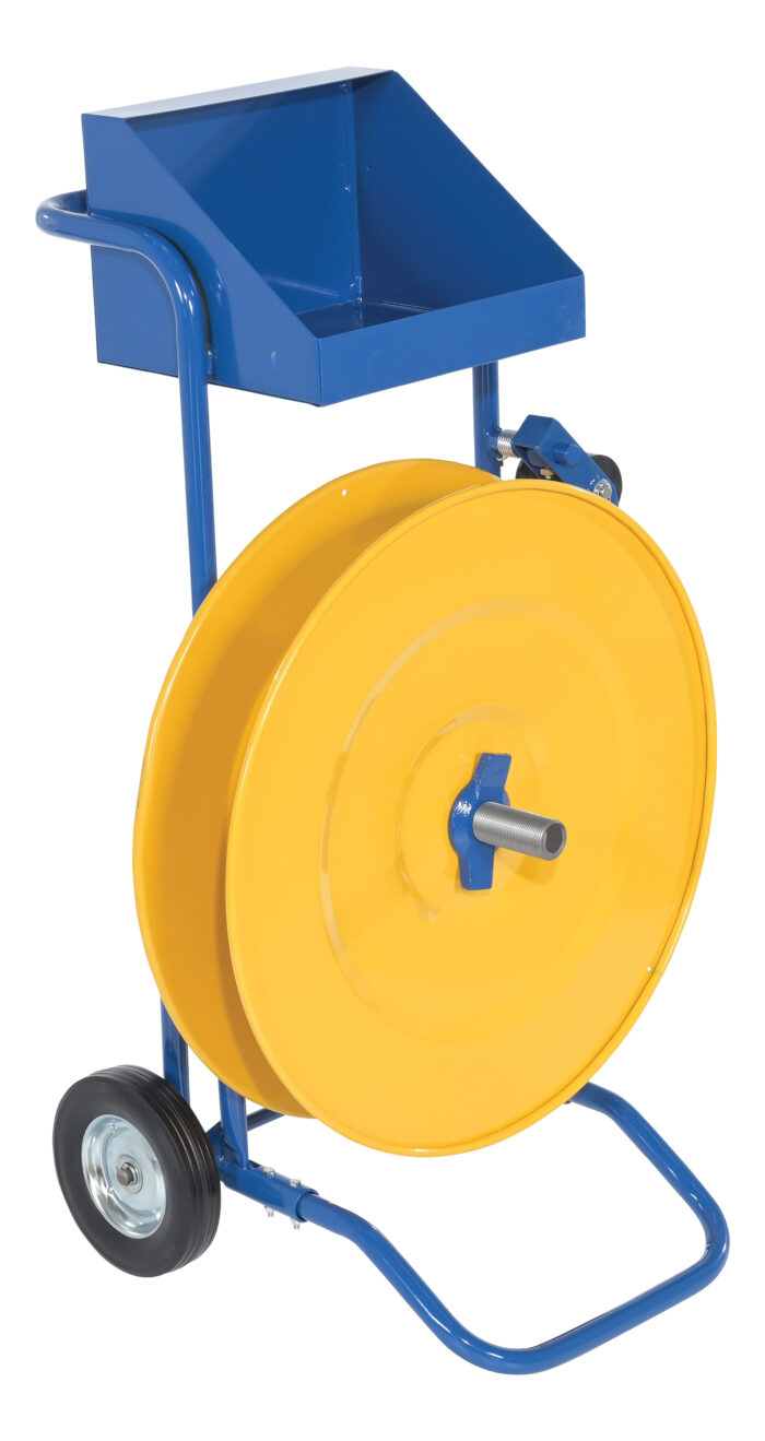 Vestil Steel Heavy Duty Strapping Cart 22-5/16 In. x 25 In. x 41-5/16 In. Blue / Yellow STRAP-PS-HD - Image 2