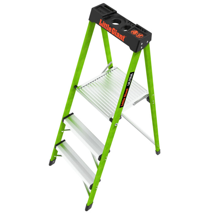 ULTRA, 3-Step Model - ANSI Type IA - 300 lb Rated, Fiberglass Step Stool with Tool Tray - Image 2