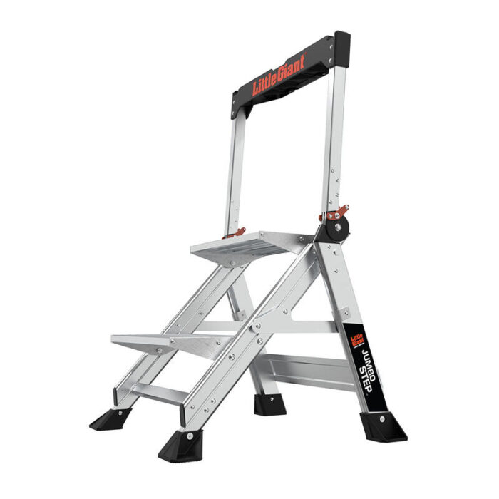 JUMBO STEP, 2-Step Model - AS/NZS Industrial - 150 kg Rated, Aluminum Step Stool with Handrail