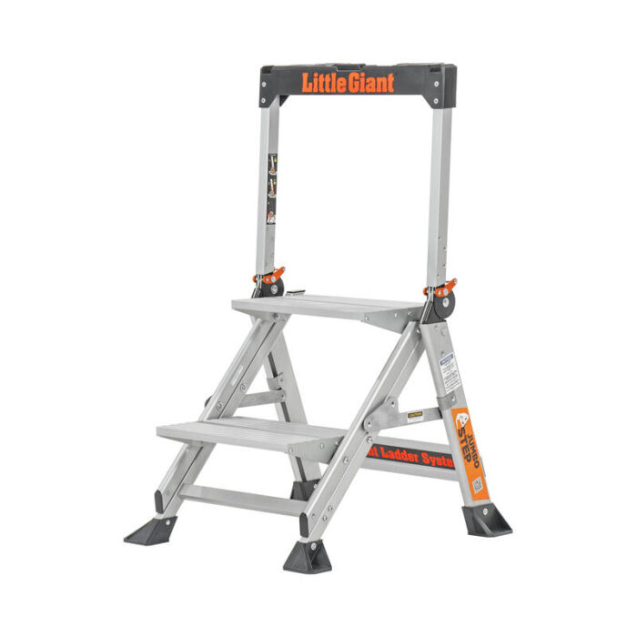 JUMBO STEP, 2-Step Model - EN 14183 - 150 kg Rated, Aluminum Step Stool with Handrail