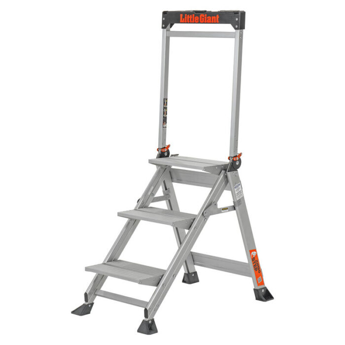 JUMBO STEP, 3-Step Model - EN 14183 - 150 kg Rated, Aluminum Step Stool with Handrail