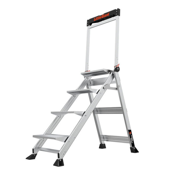 JUMBO STEP, 4-Step Model - AS/NZS Industrial - 150 kg Rated, Aluminum Step Stool with Handrail