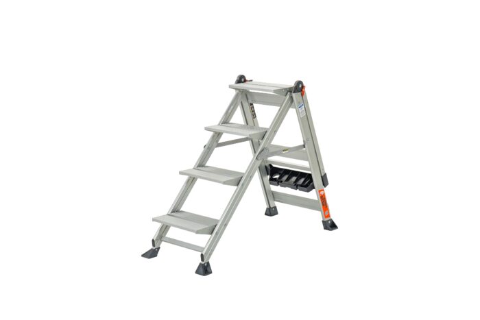 JUMBO STEP, 4-Step Model - EN 14183 - 150 kg Rated, Aluminum Step Stool with Handrail - Image 2