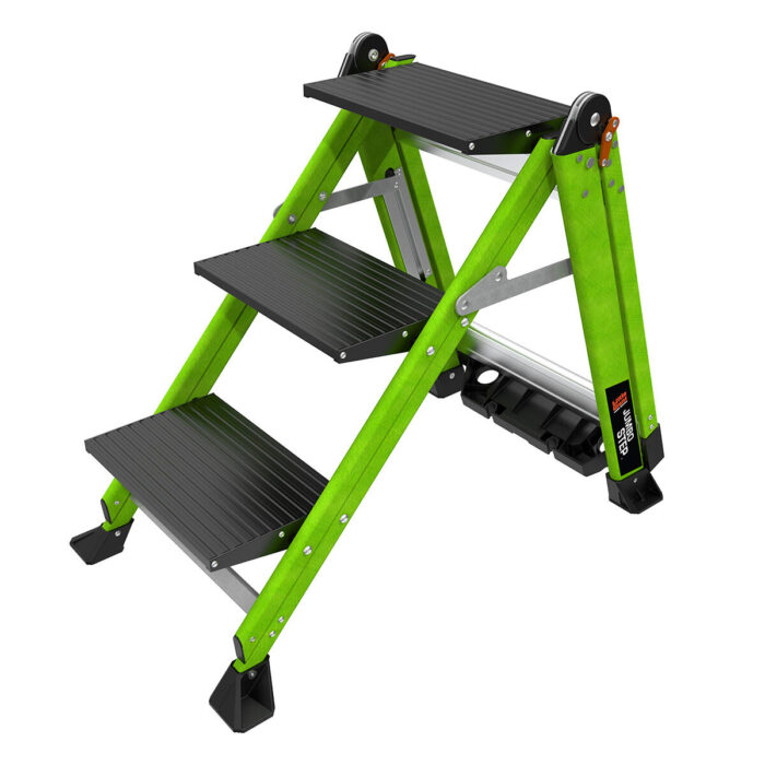 JUMBO STEP, 3-Step Model - ANSI Type IAA - 375 lb Rated, Fiberglass Step Stool with Handrail - Image 2