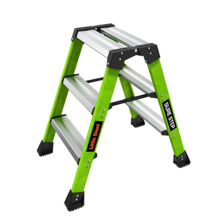 SURE STEP, 3-Step Model - ANSI Type 1AA - 375 lb Rated, Double-Sided Fiberglass Step Stool