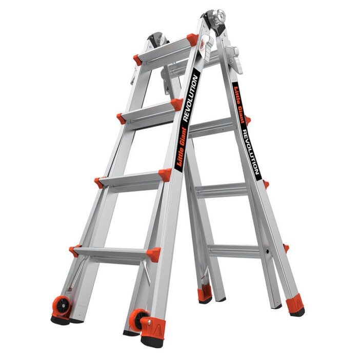 REVOLUTION 2.0, Model 17 - ANSI Type IA - 300 lb Rated, Aluminum Articulated Extendable Ladder with TIP & GLIDE Wheels